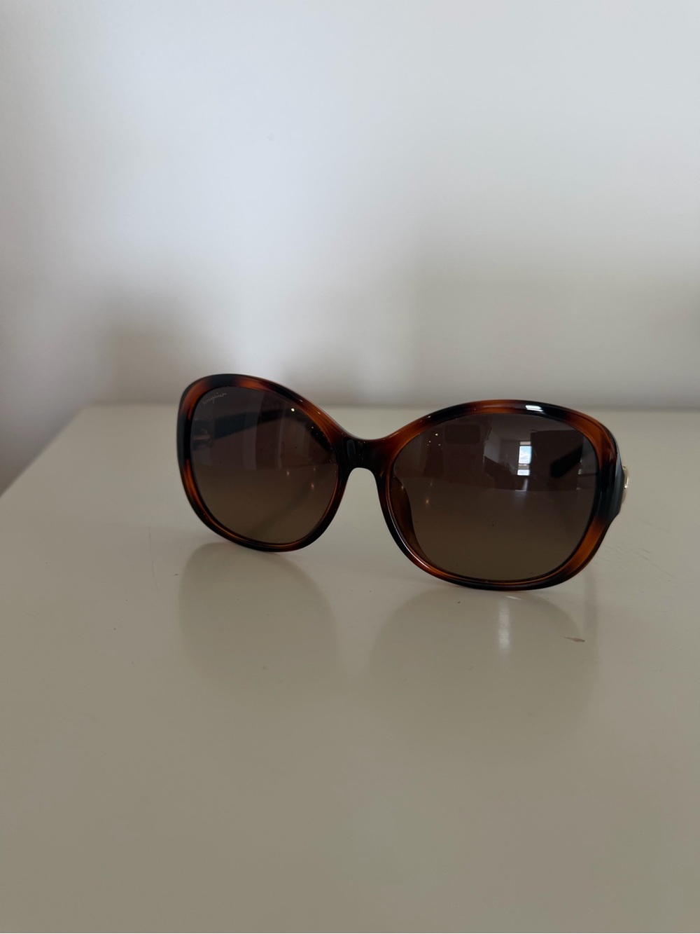 Salvatore Ferragamo Tortoiseshell Sunglasses with Brown Gradient Lenses